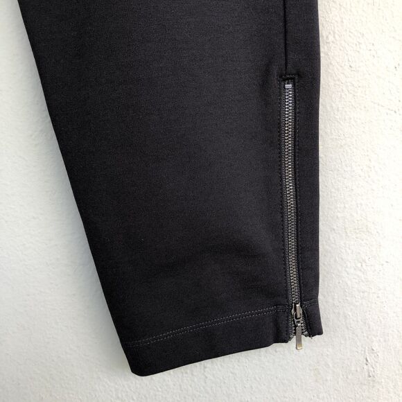 Eileen Fisher Black Zip Ankle Pants L Pull-On Ponte Knit Slim Stretch Minimalis - Picture 5 of 16